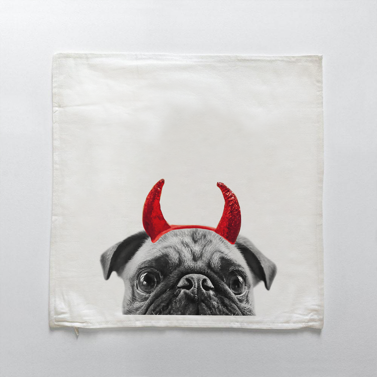 Lil' Devil Peeking Pet Halloween Pillow Cover