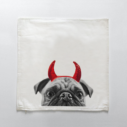 Lil' Devil Peeking Pet Halloween Pillow Cover