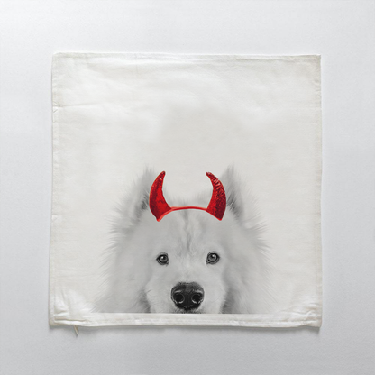 Lil' Devil Peeking Pet Halloween Pillow Cover