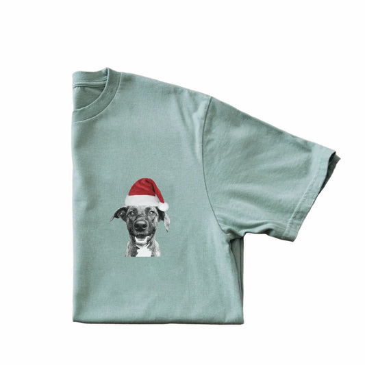 Crew T-Shirt - Left Chest Santa Hat