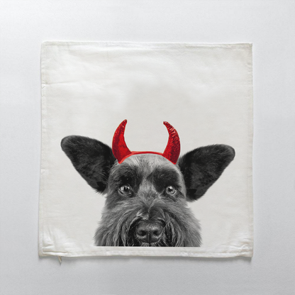 Lil' Devil Peeking Pet Halloween Pillow Cover