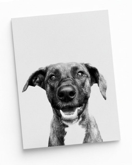The unframed Perkie Print on a work surface, the paper edge visible