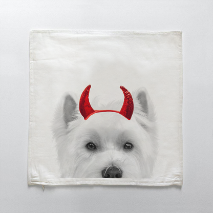 Lil' Devil Peeking Pet Halloween Pillow Cover