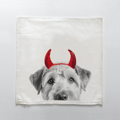 Lil' Devil Peeking Pet Halloween Pillow Cover