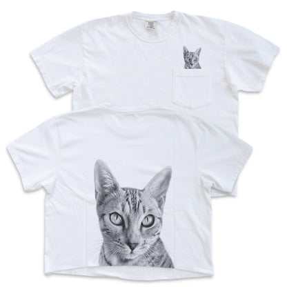 Pet-In-Pocket Cropped Tee - Pocket & Back Graphic