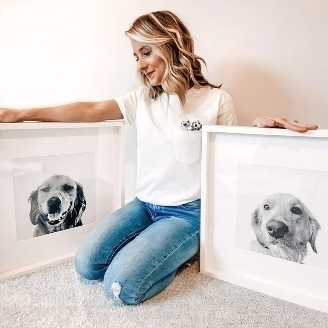 Pet Portrait in White Frame