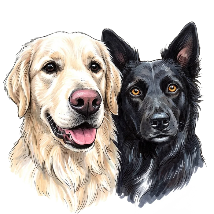 A pet portrait in Marker