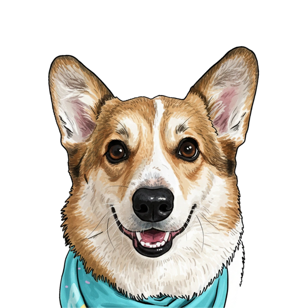 Corgi portrait in Marker style &mdash; custom pet portrait