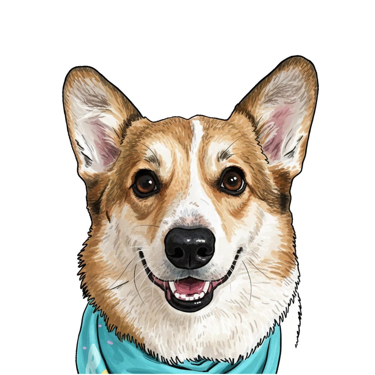 Corgi portrait in Marker