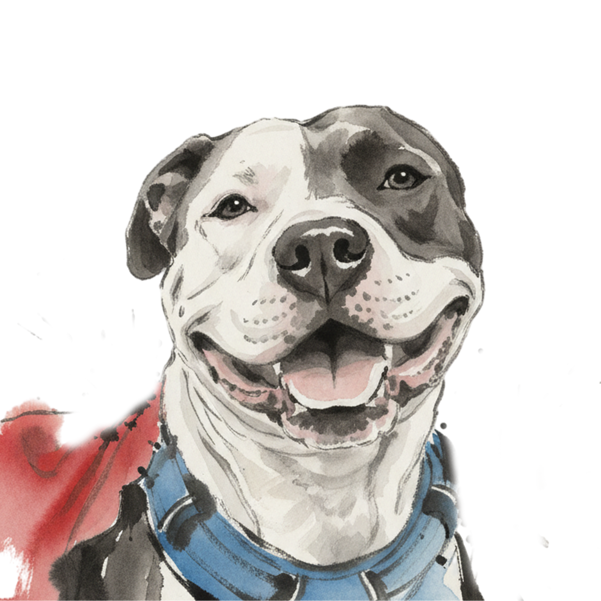 Pitbull portrait in Ink Wash