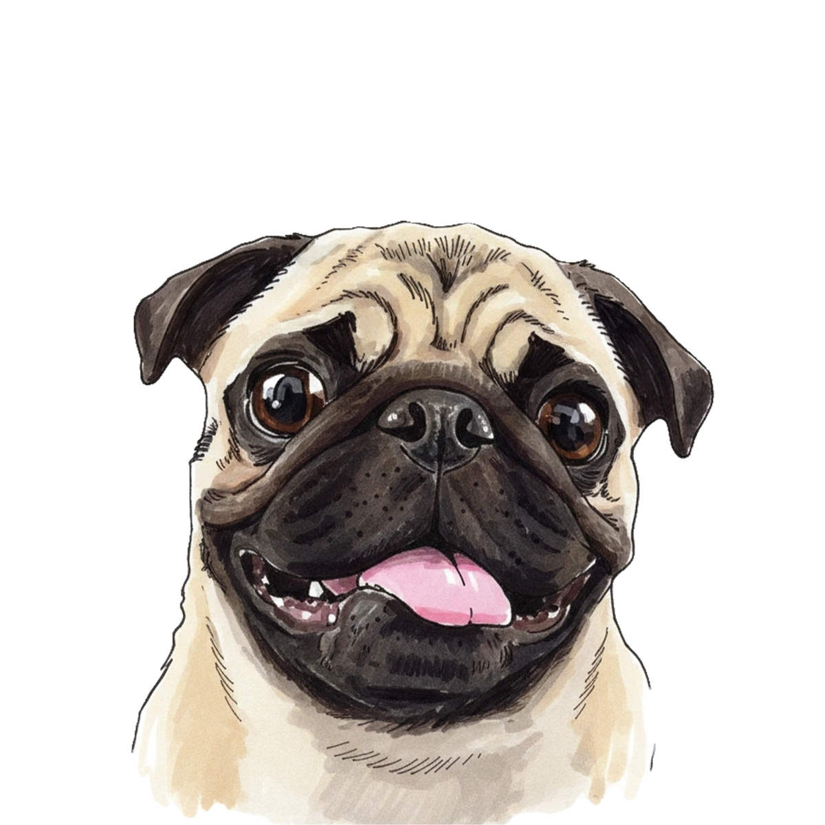 Pug portrait in Marker