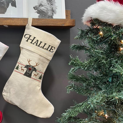 Personalized Perkie Print Canvas Stocking