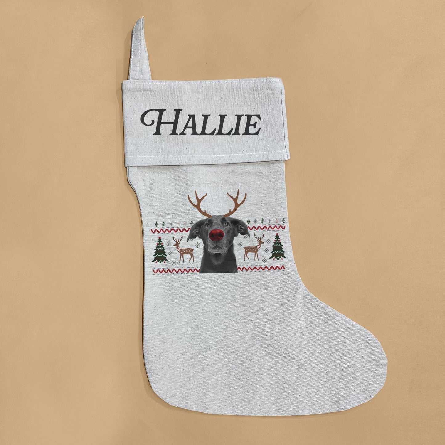 Personalized Perkie Print Canvas Stocking