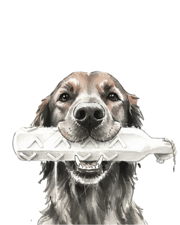Golden Retriever portrait in Ink Wash style &mdash; custom pet portrait