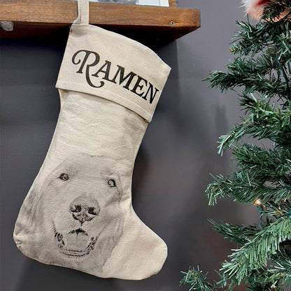 Personalized Perkie Print Canvas Stocking