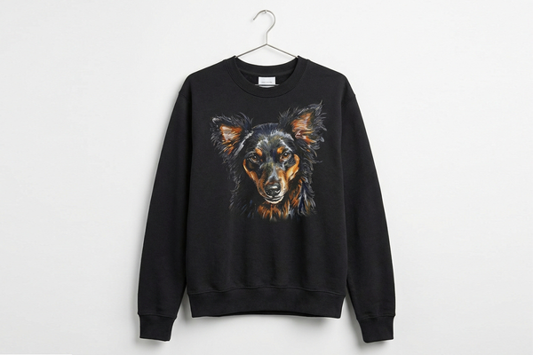 Marker pet portrait on custom sweatshirt