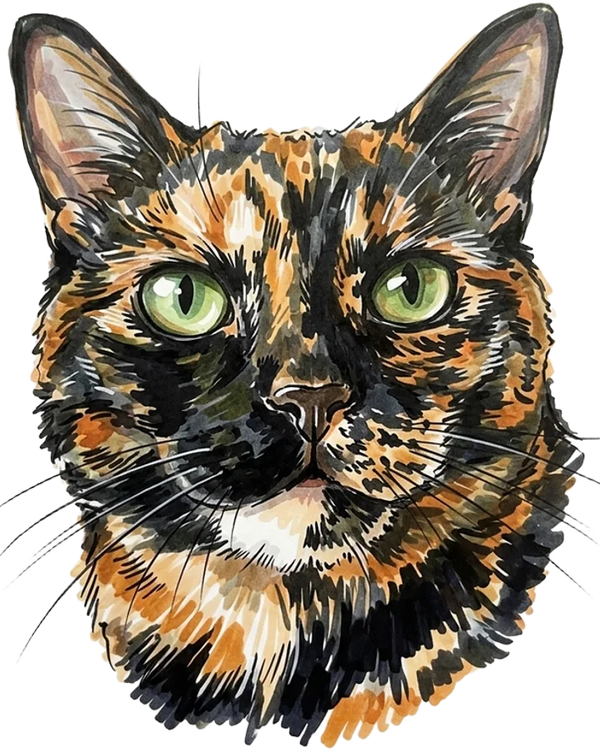 Cat portrait in Marker style