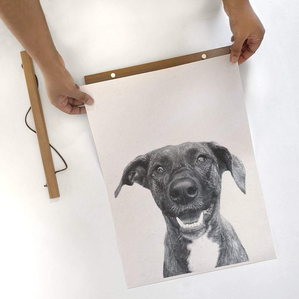 wooden magnetic hangers of dog portrait