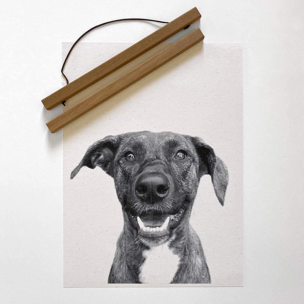 wooden hanger for hanging canvas custom dog portrait