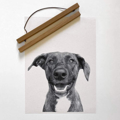 wooden hanger for hanging canvas custom dog portrait